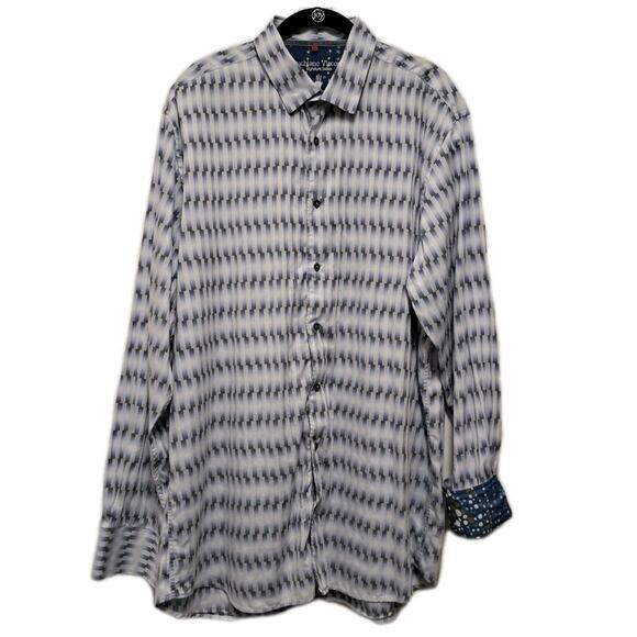 Luchiano Visconti Button Down Shirt Mens XXL Purple Silver Long Sleeve Flip Cuff - Picture 1 of 16